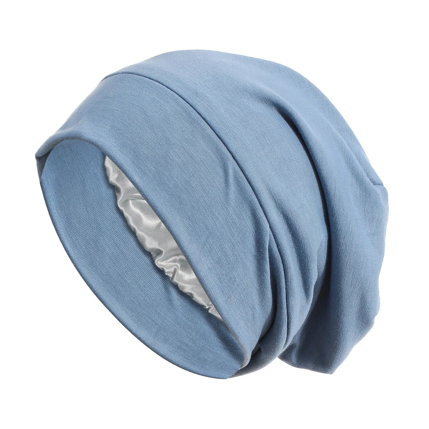 Women's Satin Turban Cap | Hijab Beanie Bonnet Head Wrap Satin Turban Cap Peaceful Pleasures Health and Wellness blue