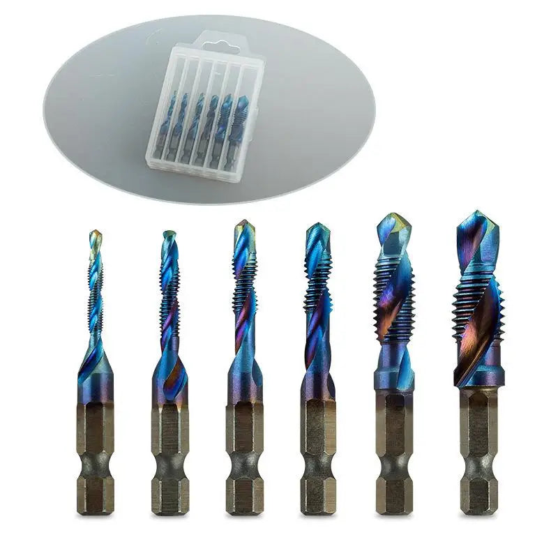 1/6Pcs M3/M4/M5/M6/M8/M10 Hand Tools Hex Shank Titanium Plated HSS Screw Thread Metric Tap Drill Bit Screw Machine Compound Tap Peaceful Pleasures Health and Wellness B3-1SET