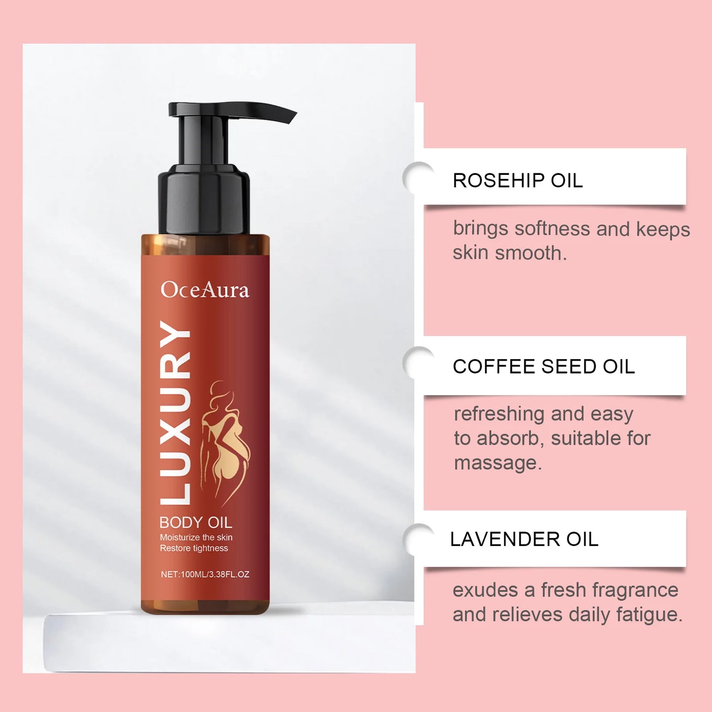OceAura Rosehip Coffee Firming Body Oil – Deep Moisture 100ml