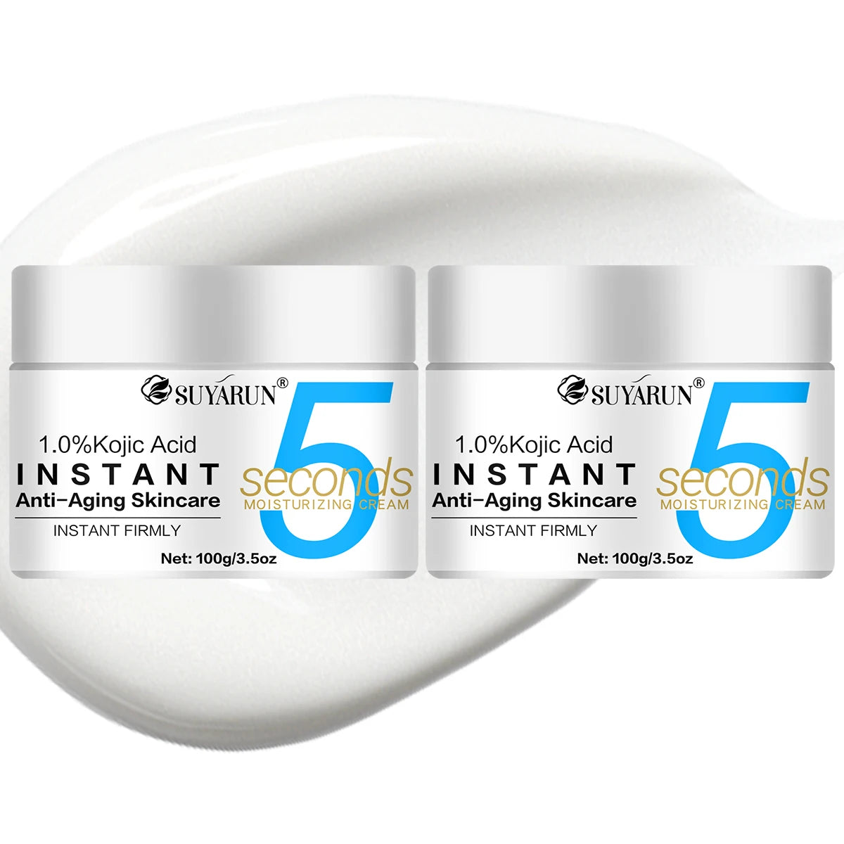 SUYARUN 5 Seconds Moisturizing Firming Cream - Jojoba Oil and Green Tea, quick absorption anti-aging moisturizer. Peaceful Pleasures Health and Wellness 100g-100g