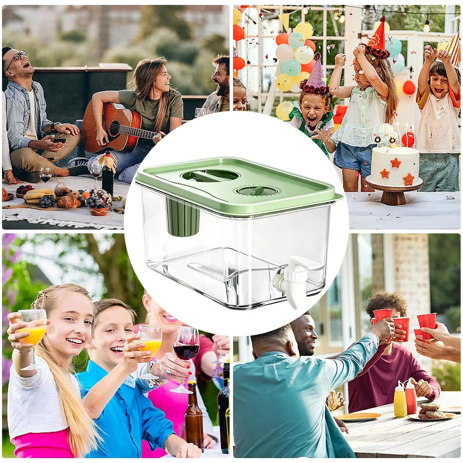 2.8L Fridge Drink Dispenser Container With Spigot Portable Water Juice Beverage Pitcher for Home Kitchen Camping Picnic Party Peaceful Pleasures Health and Wellness