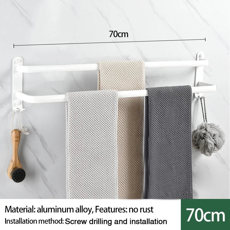 Wall-Mounted Aluminum Towel Rack | 1, 2 & 3 Bar Options