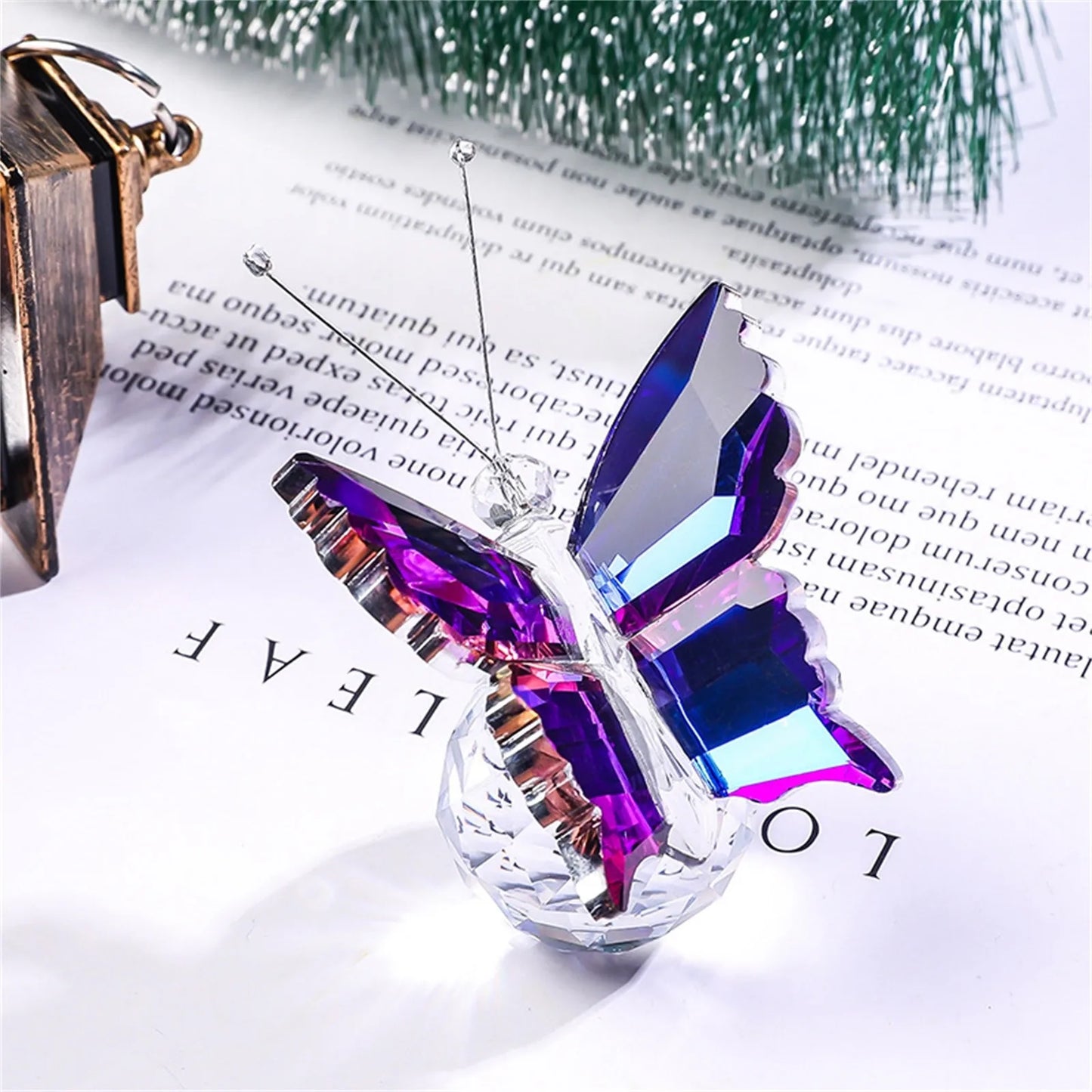 Crystal Handicrafts Three-Dimensional Butterfly Ornaments Souvenirs Small Gifts Creative Home Counter Tabletop Decoration Peaceful Pleasures Health and Wellness B One Size