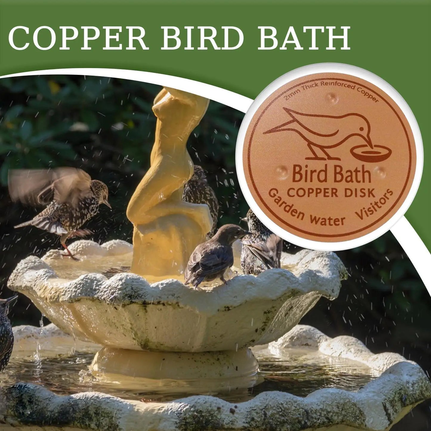 Copper Bird Bath Disk | Triple-Point Purifier Disc for Garden