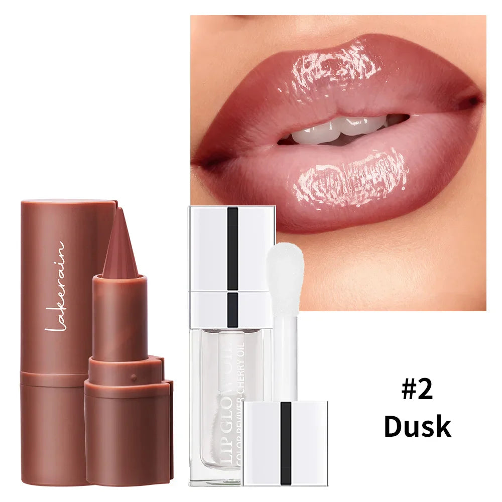 3D Lip Gloss & Liner Set – Hydrating, Long-Lasting Natural Finish