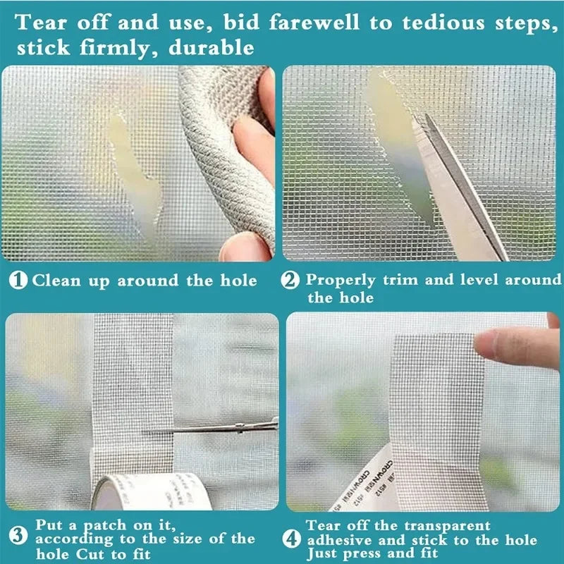 Window Screen Repair Tape – Self-Adhesive Fiberglass Mesh Patch