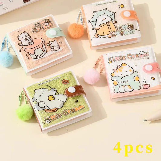 Cute Cream Mini Fluffy Notebook Pom Charm Kawaii Portable Pocket Memo Peaceful Pleasures Health and Wellness HHB-A3-083 Other