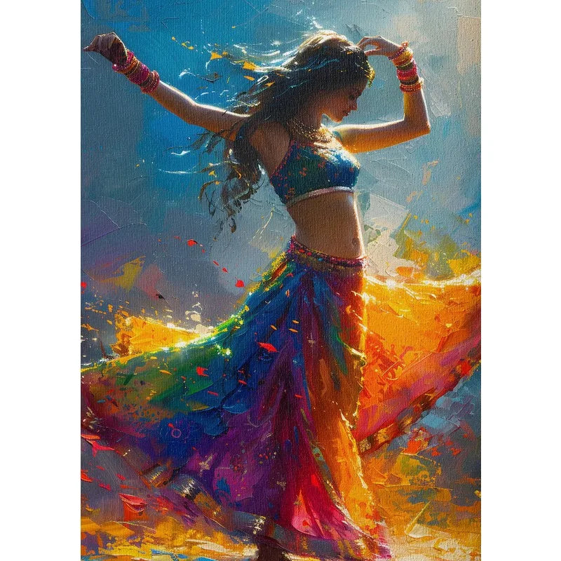 Abstract Indian Woman Rain Dance Canvas Wall Art | Unframed