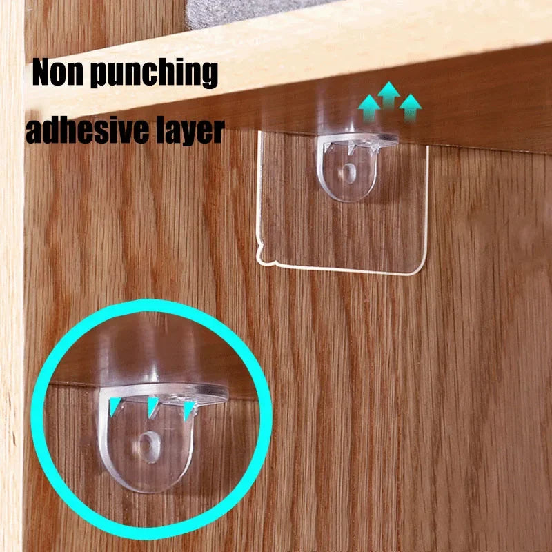 5/10/20pcs Non-perforated Layer Board Hook Self-adhesive Wardrobe Shelf Support Clip Wall Hanger Sturdy Multi-functional Bracket Peaceful Pleasures Health and Wellness