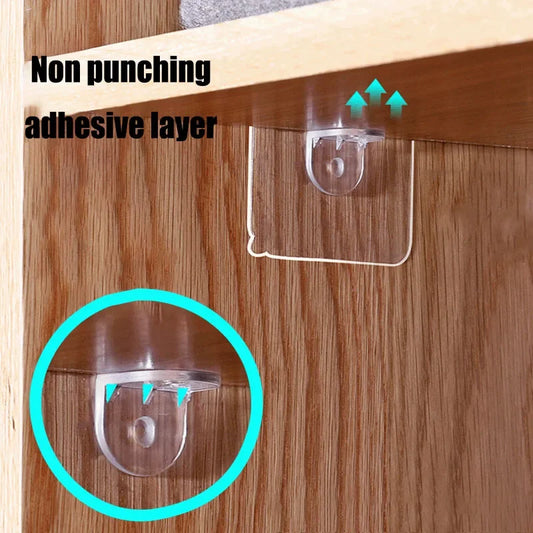 5/10/20pcs Non-perforated Layer Board Hook Self-adhesive Wardrobe Shelf Support Clip Wall Hanger Sturdy Multi-functional Bracket Peaceful Pleasures Health and Wellness