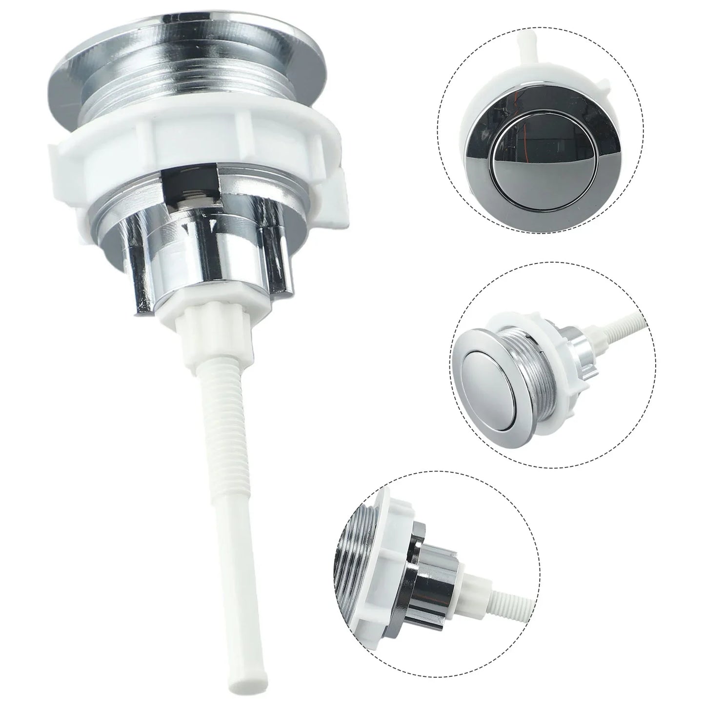 Silver ABS Single Push Toilet Tank Flush Button | Rust-Proof