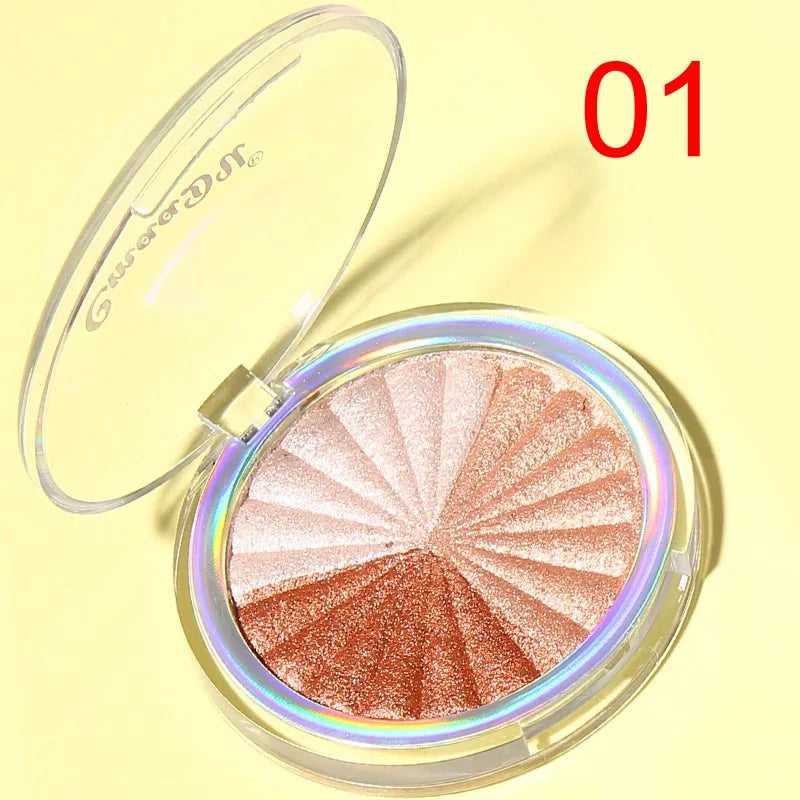 5-in-1 Highlighter Powder Palette - Long-Lasting, Easy-to-Apply, Shimmery Effect for Contouring and Brightening All Skin Tones w Peaceful Pleasures Health and Wellness DSKF-01