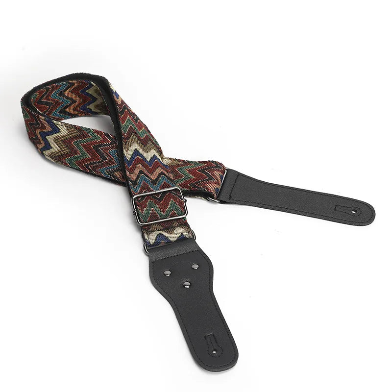 P&p Boho Embroidered Guitar Strap Cotton Adjustable Acoustic Electric