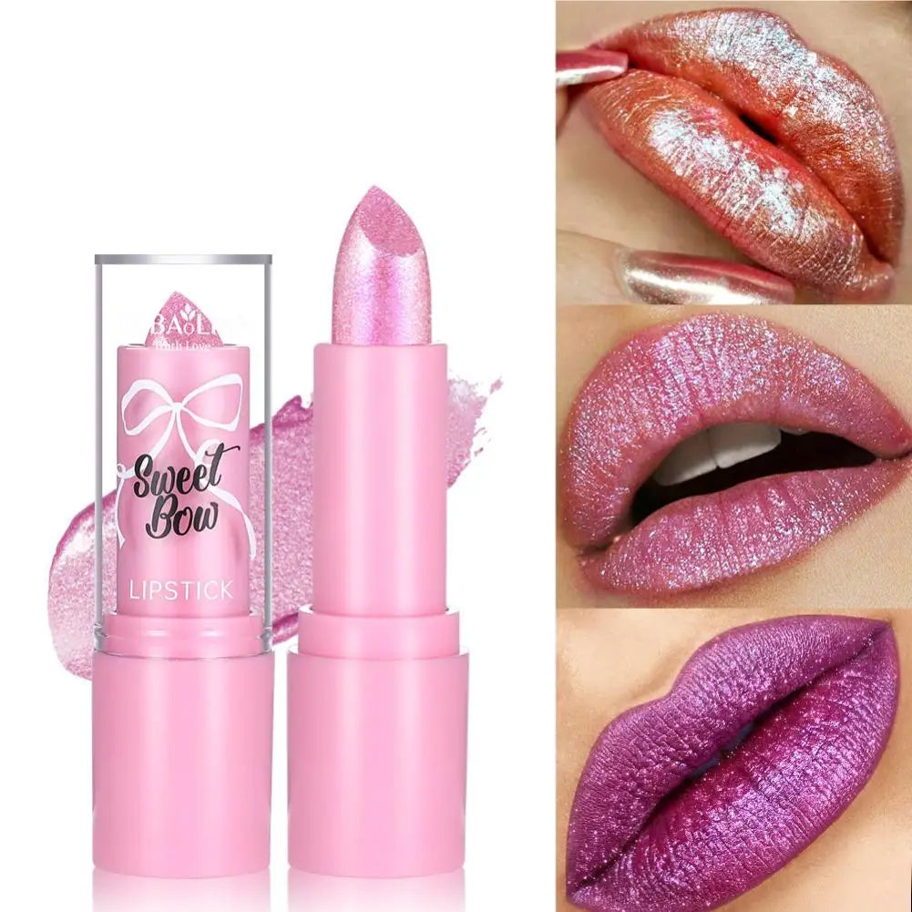 Pearlescent Gold Shimmer Lipstick – Long-Lasting & Hydrating