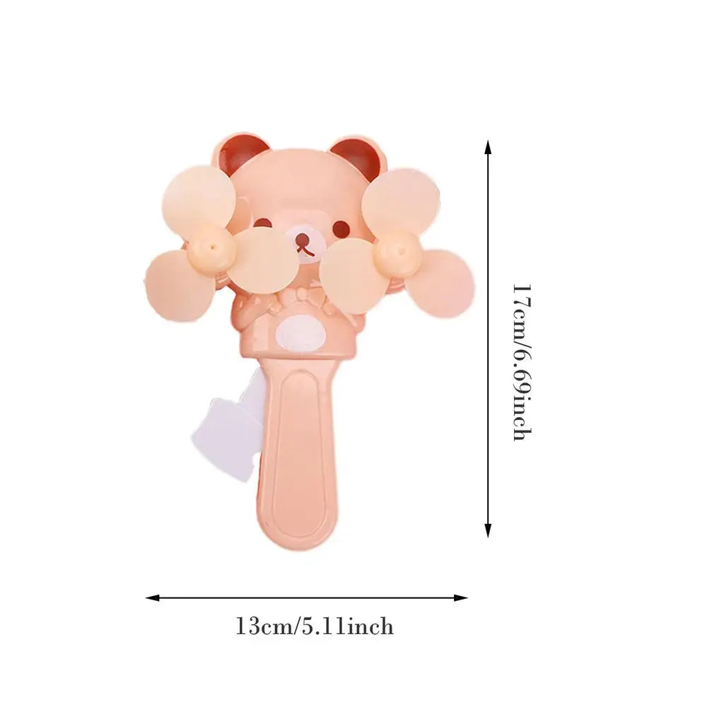 Manual Press Cooling Fans Cartoon Double Fan Leaf Handheld Mini Cooling Fan For Children Cute Summer Kids Fans Party Favors For Peaceful Pleasures Health and Wellness Bear model China Mainland