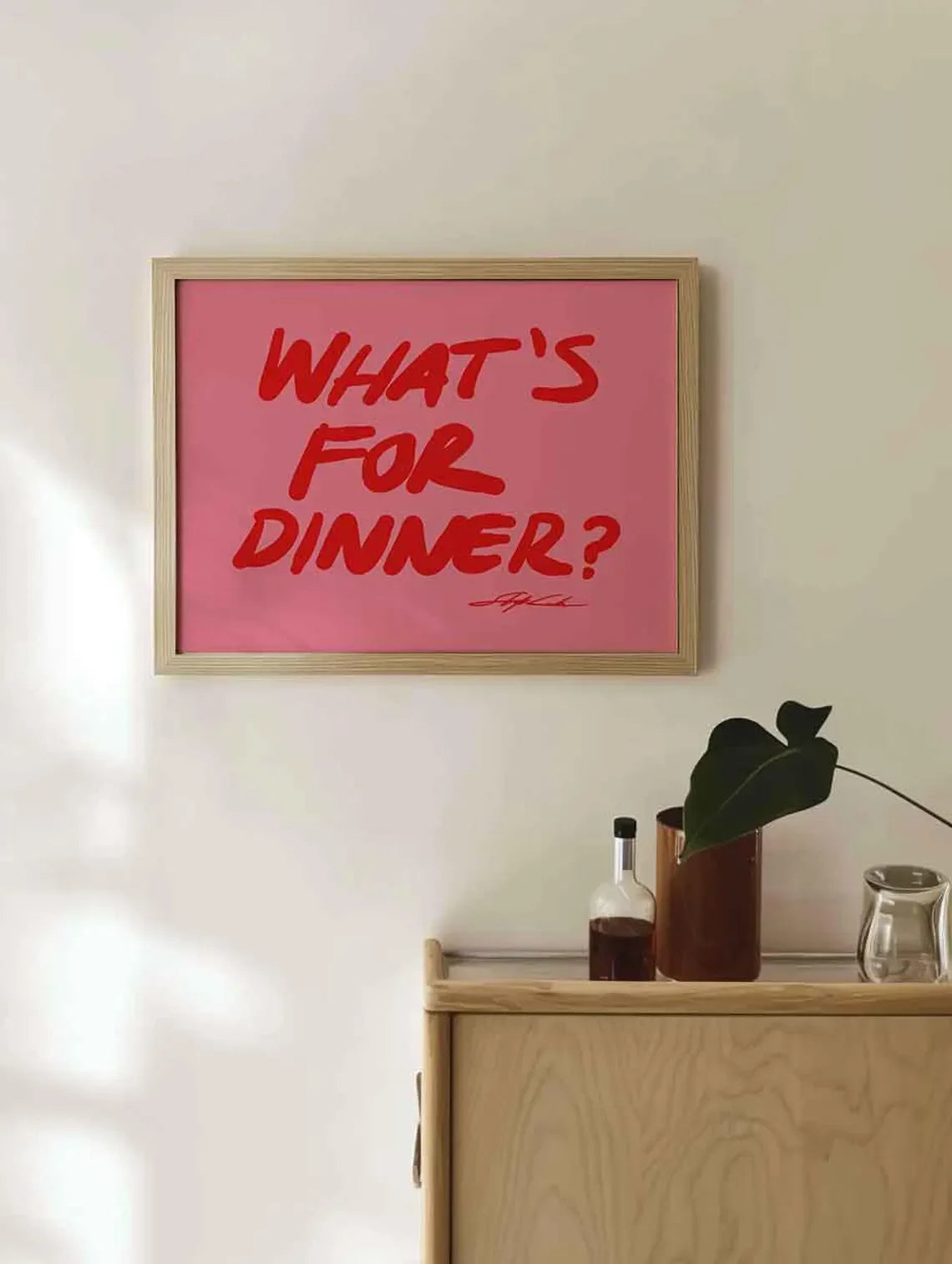 "What's for Dinner?" Whimsical Red Canvas Wall Art Print