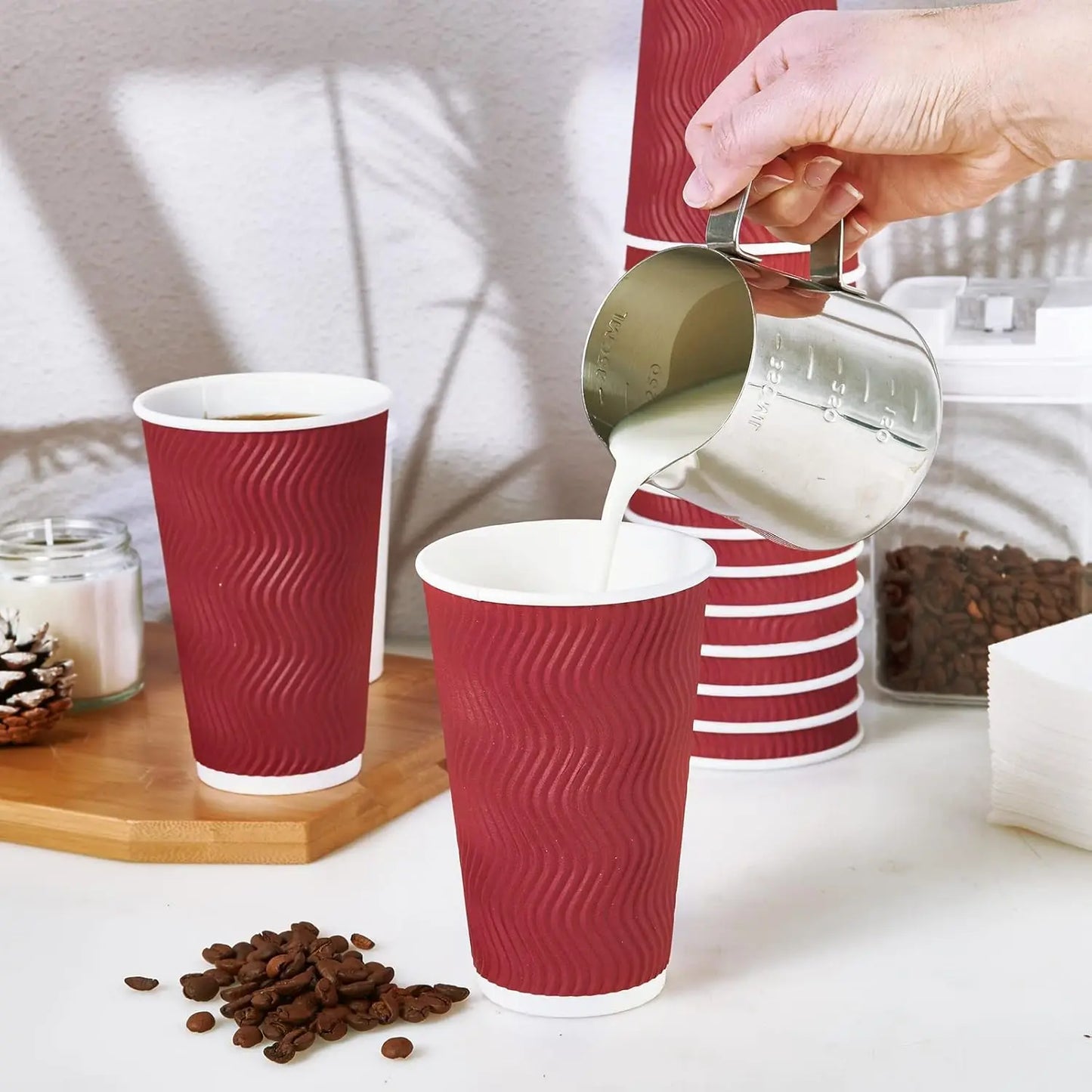 12 OZ Disposable Coffee Cups with Lids Insulated Corrugated Ripple Wall Cup for Hot Coffee or Tea Kraft Paper Cup To Go Coffee Peaceful Pleasures Health and Wellness