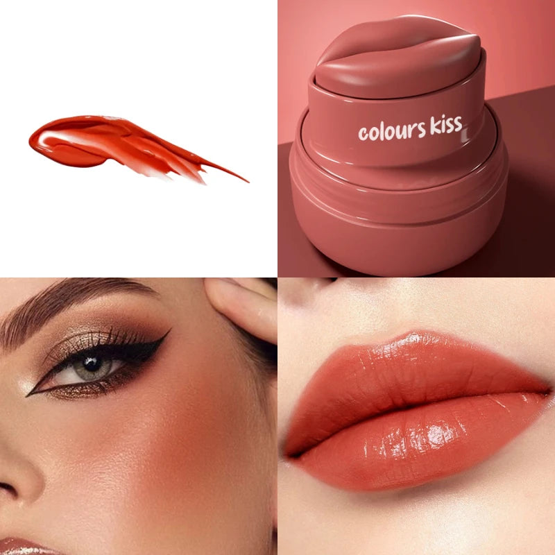Multicolor Lip Cheek Tint Balm 2-in-1 Cheek Dual Purpose Lipstick Cute Round Jar Long Lasting Natural Moisturize Makeup Lipstick Peaceful Pleasures Health and Wellness 01