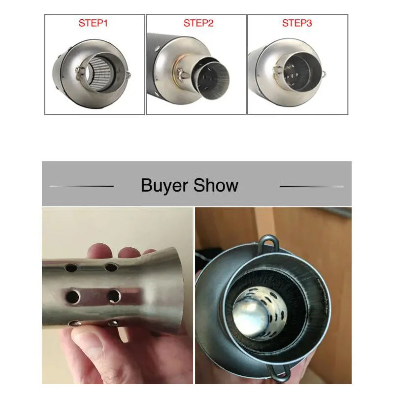 51mm Inlet Motorcycle Exhaust Muffler Adjustable DB Killer Silencer Noise Sound Eliminator motorcycle Peaceful Pleasures Health and Wellness