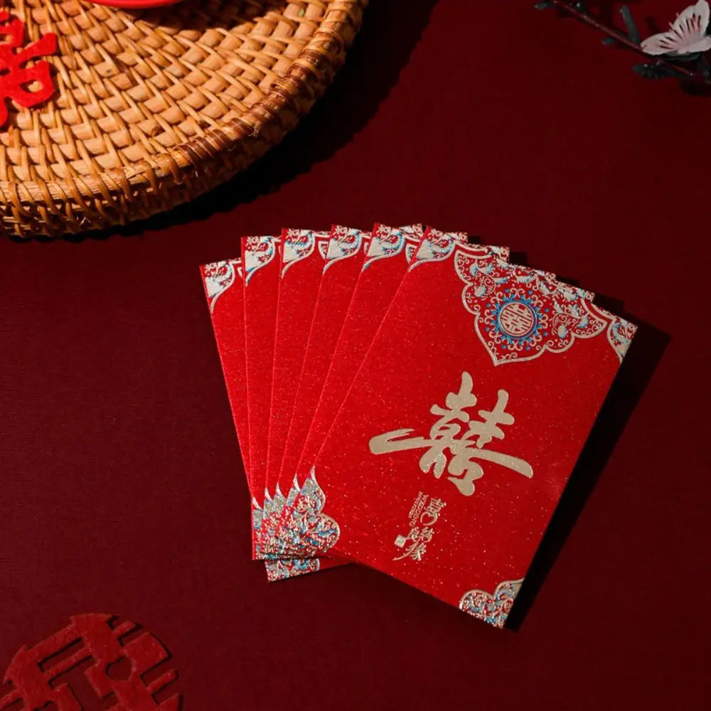 20pcs New Trendy Multiple Patterns Money Pocket Best Wishes Good Luck Red Envelope Lucky Money Blessing Bag Party Gifts Peaceful Pleasures Health and Wellness 09