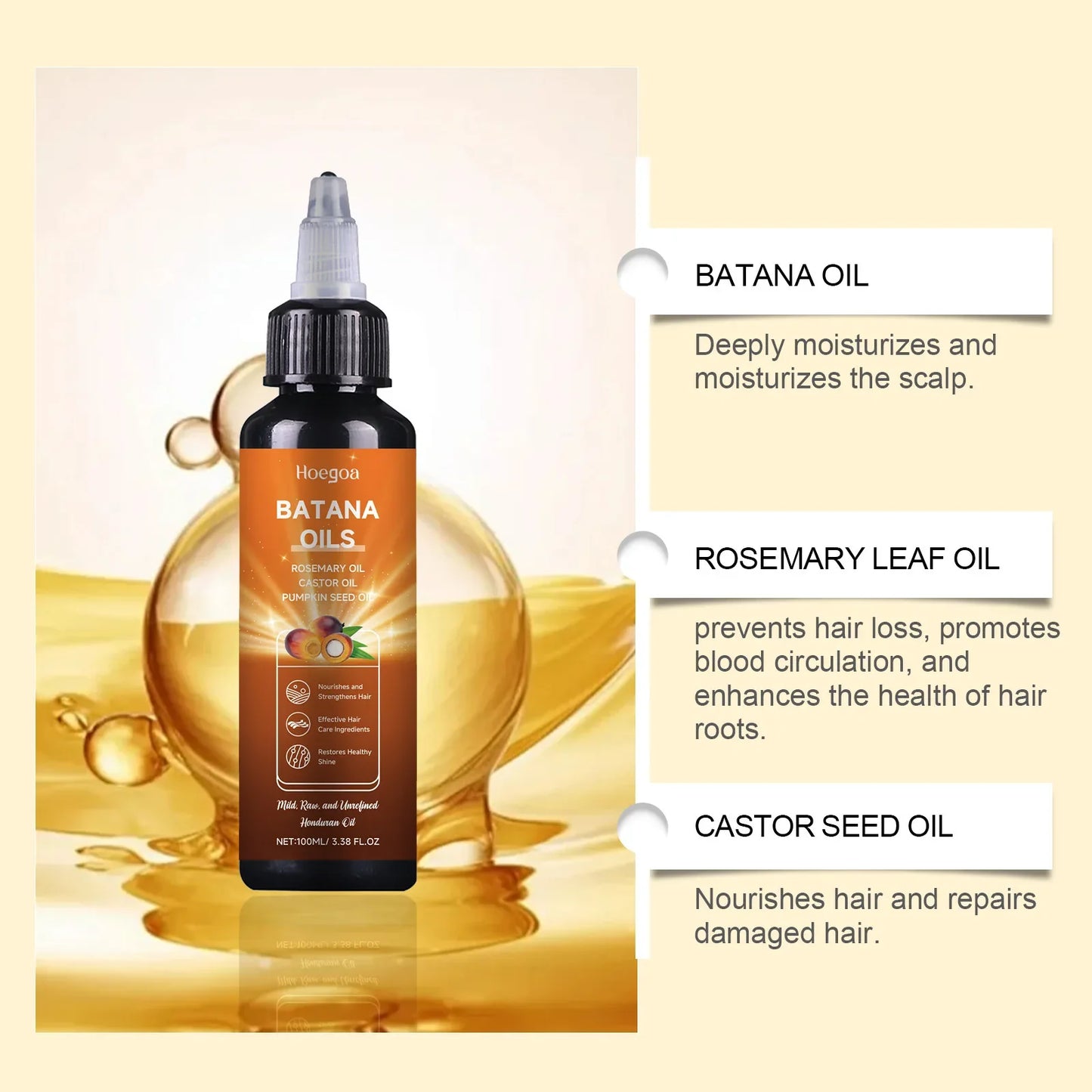 Batana & Rosemary Hair Growth Oil – Strengthen & Repair 100ml
