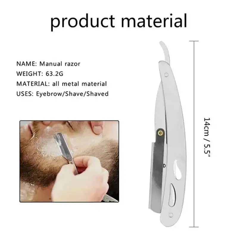 Men's Straight Edge Folding Razor – Stainless Steel Barber Shaver