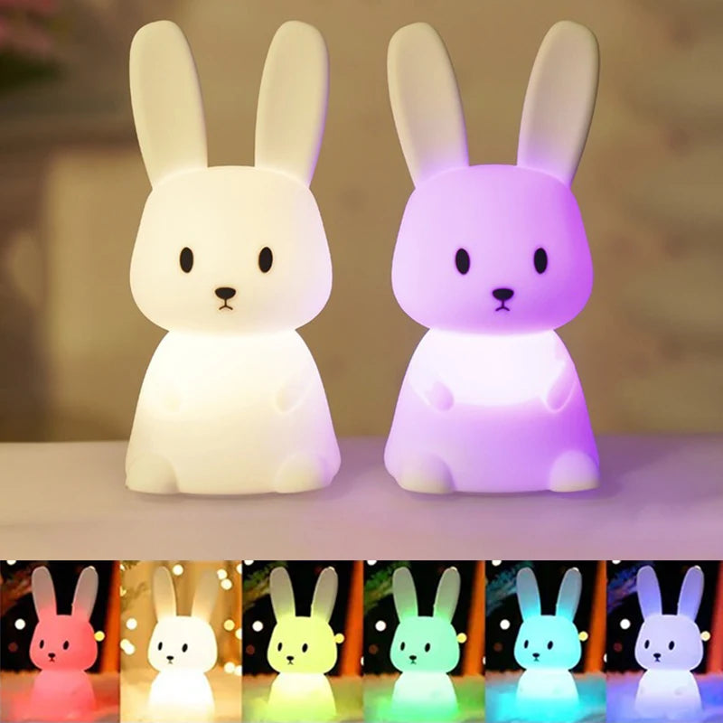 GGbingo Silicone Rabbit LED Night Light Touch Sensor Table Lamp Cute Animal Bedroom Decor Gift for Kids Baby Child Home Peaceful Pleasures Health and Wellness