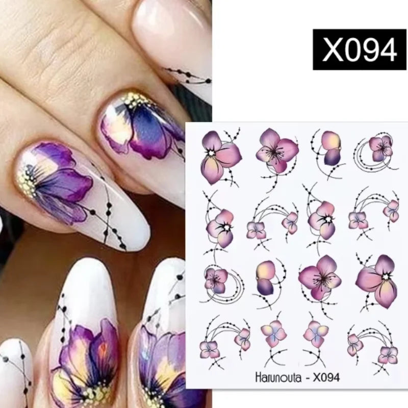 Harunouta 1 Sheet Nail Water Decals Transfer Lavender Spring Flower Leaves Nail Art Stickers Nail Art Manicure DIY Peaceful Pleasures Health and Wellness