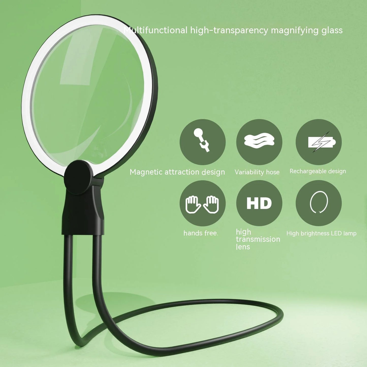 Hanging Neck Handheld Desktop Large Screen Lens Acrylic Magnifying Glass Led Magnifying Glass Peaceful Pleasures Health and Wellness