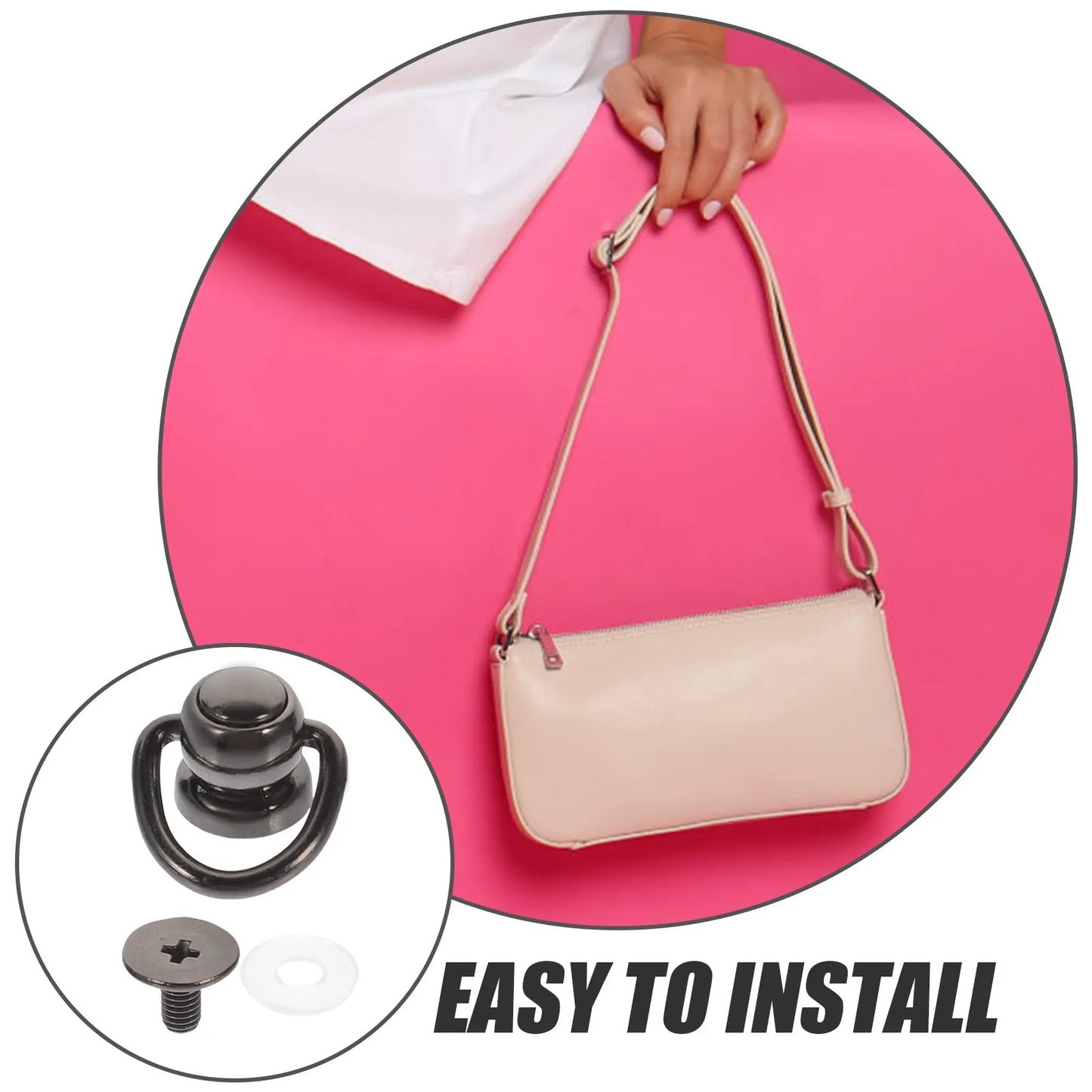 4Pcs Metal Rotatable D Rings Rivet Stud Multi-Function Rivet Studs Replacement for Bags Handbag Craft Peaceful Pleasures Health and Wellness