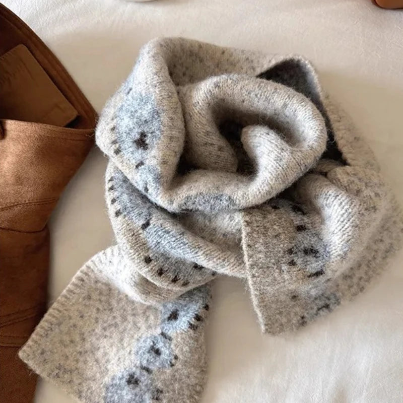 Winter Warm Scarf Women New Korean Cute Sheep Design Fashion Knitted Scarf Couple Thick Coldproof Windproof Scarf Daily Outfit Peaceful Pleasures Health and Wellness