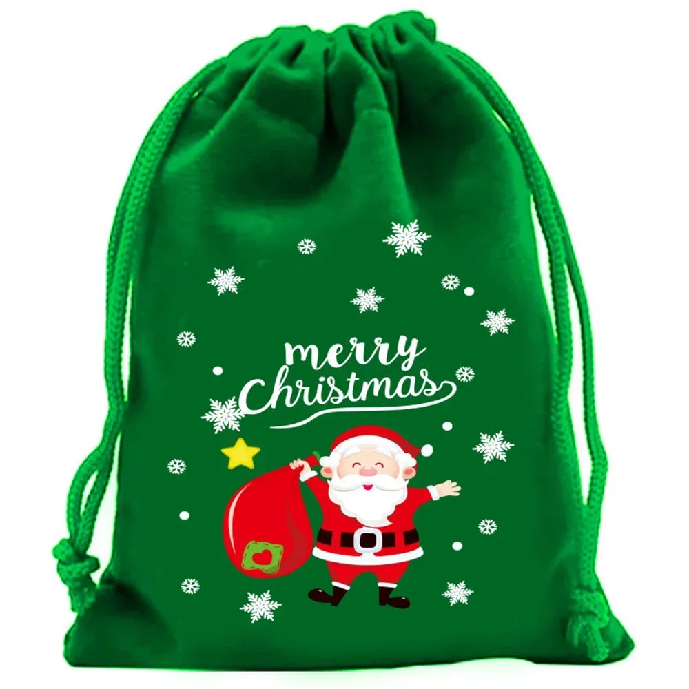 Christmas Velvet Drawstring Gift Bags | Candy & Jewelry Pouches