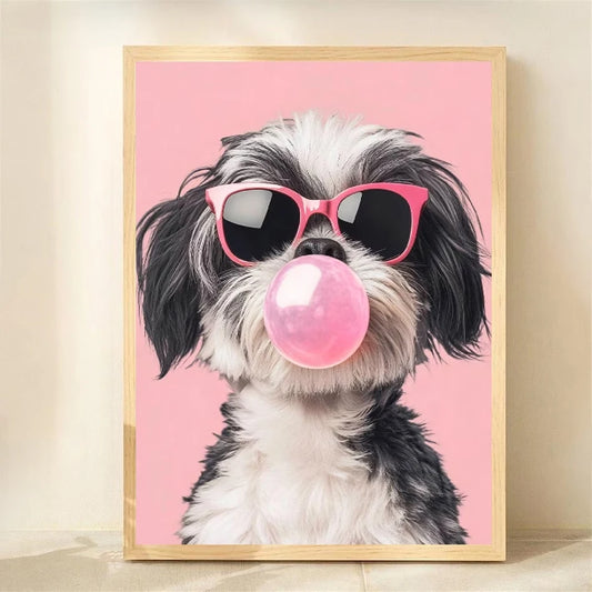 Modern Pink Glasses Bubble Gum Canvas Wall Art Print Poster Canvas Wall Art Peaceful Pleasures Health and Wellness G5417 40x50cm Unframed