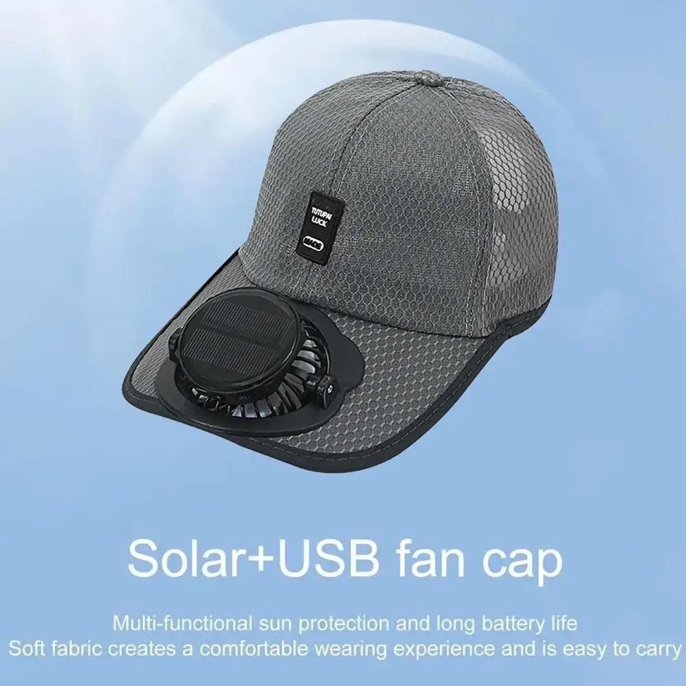 Solar Fan Baseball Cap – USB Rechargeable Mesh Sun Hat