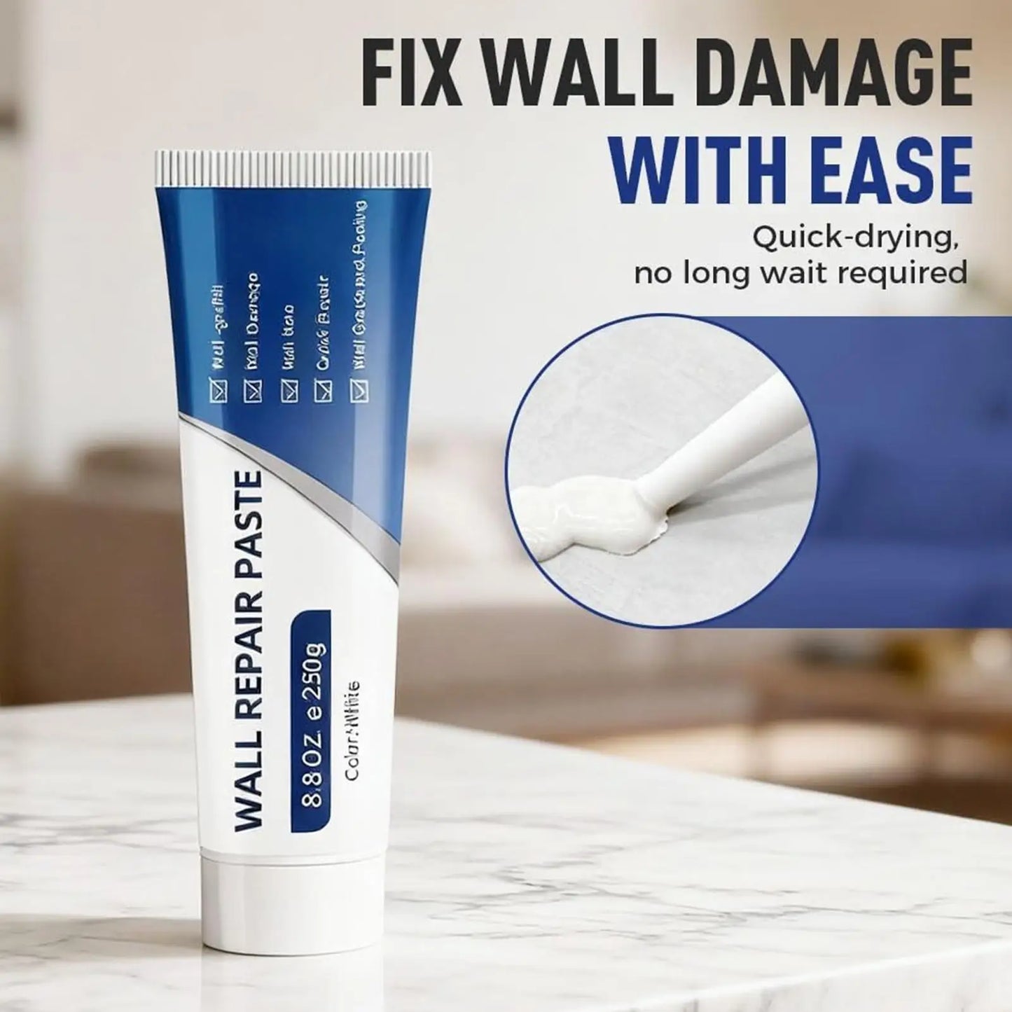 Wall Repair Paste Repair Wall Damage & Graffiti Fill Nail Hole Prevent Wall Cracking Peeling Restore Smoothness Wall Repair Kit Peaceful Pleasures Health and Wellness