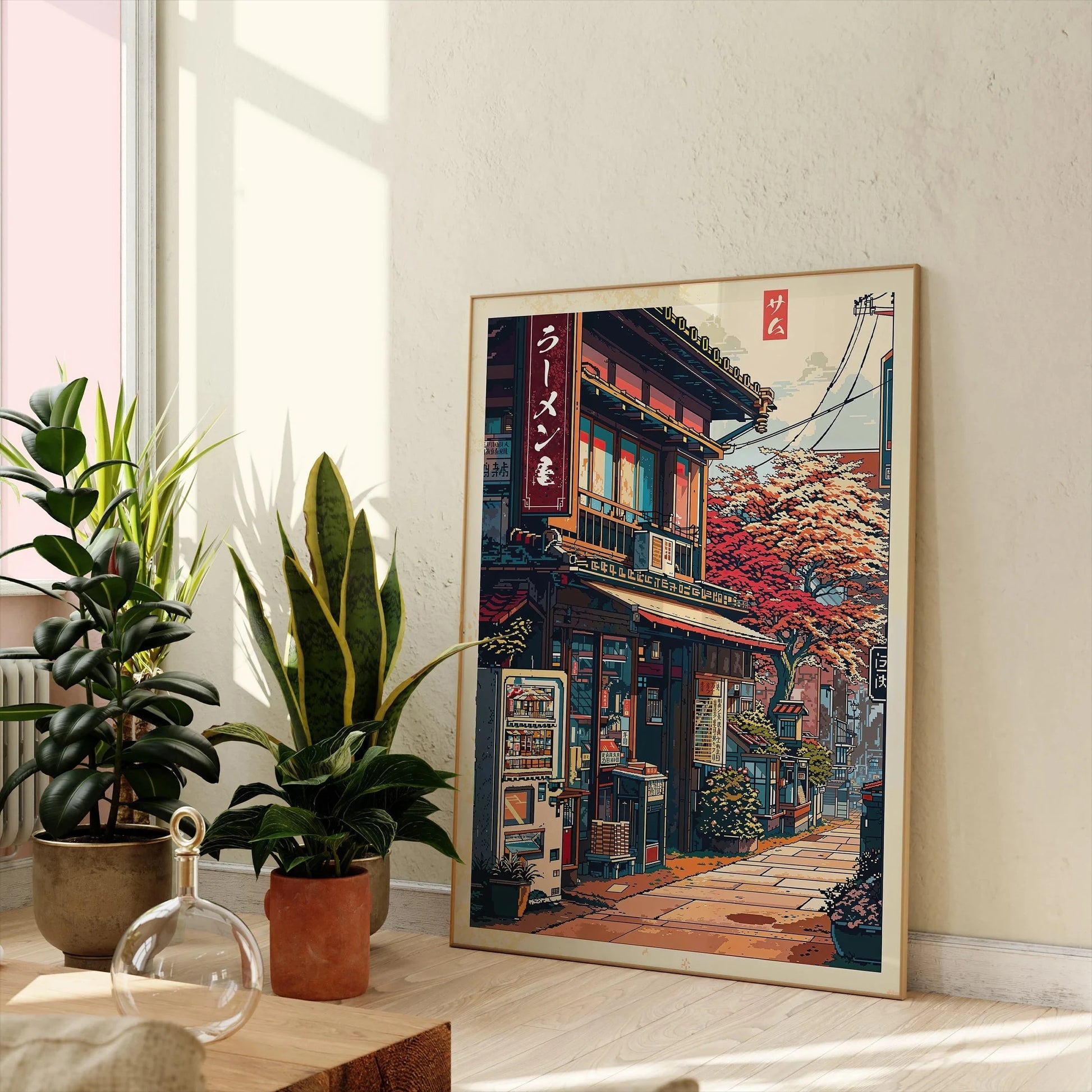 Anime Ramen Shop Gourmet Illustration Canvas Print City Street Scene Wall Poster for Modern Living Room Kitchen Home Decor Gifts Peaceful Pleasures Health and Wellness