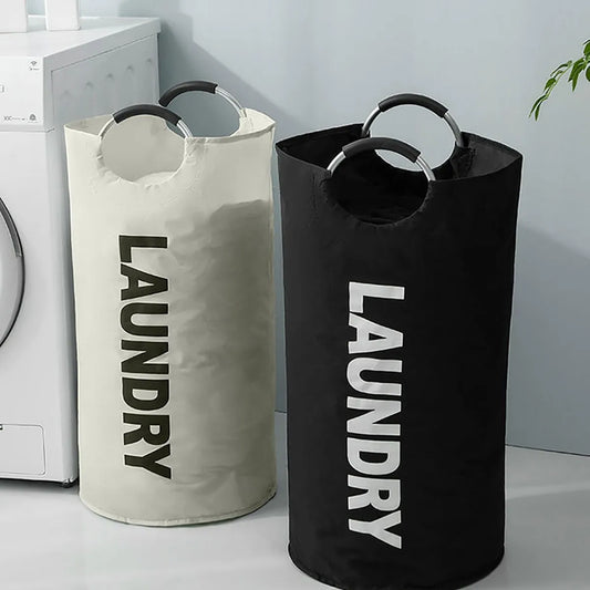 Home Large Capacity Clothes Storage Bag Oxford Cloth Laundry Bag Round Handle Dirty Laundry Storage Basket Peaceful Pleasures Health and Wellness