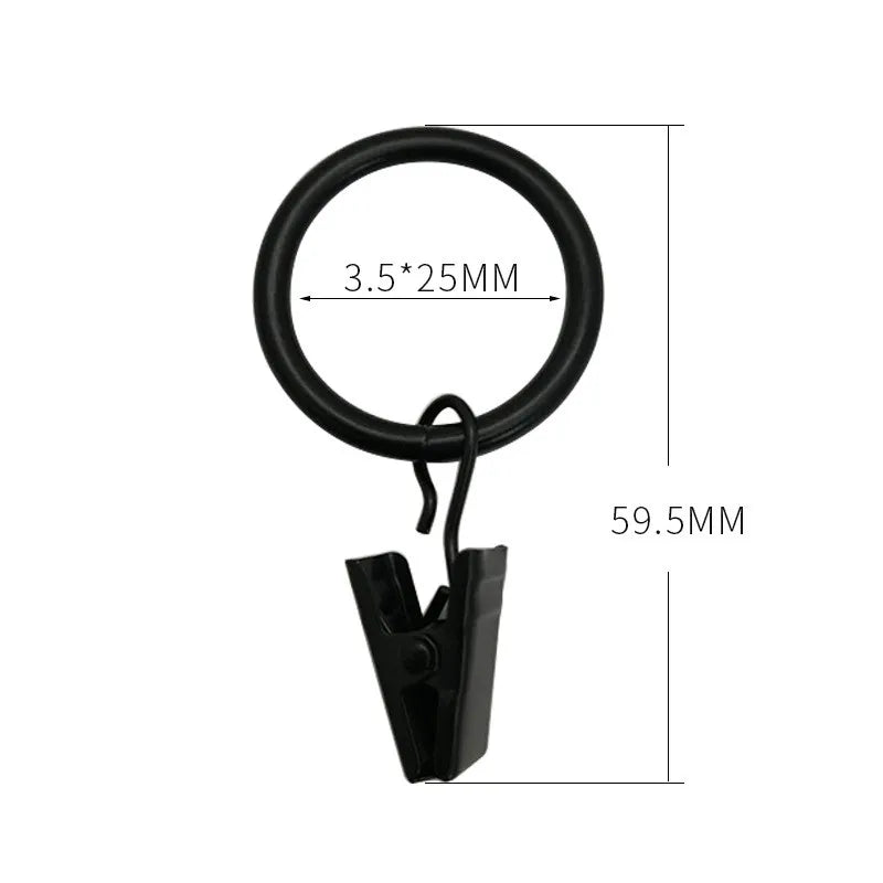 10-Pack Rustproof Metal Curtain Ring Clips & Split Hooks