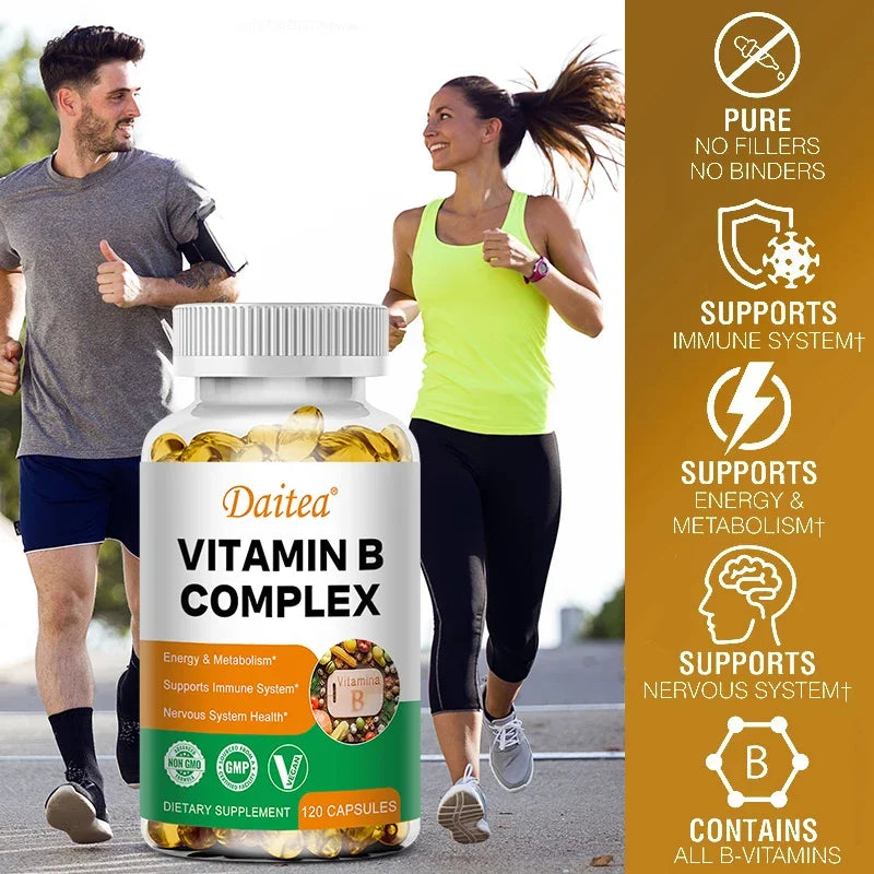 Organic Vitamin B Complex Supports Energy, Immune Health, Antioxidant Supplement - 30/60/120 Vegetarian Capsules Peaceful Pleasures Health and Wellness