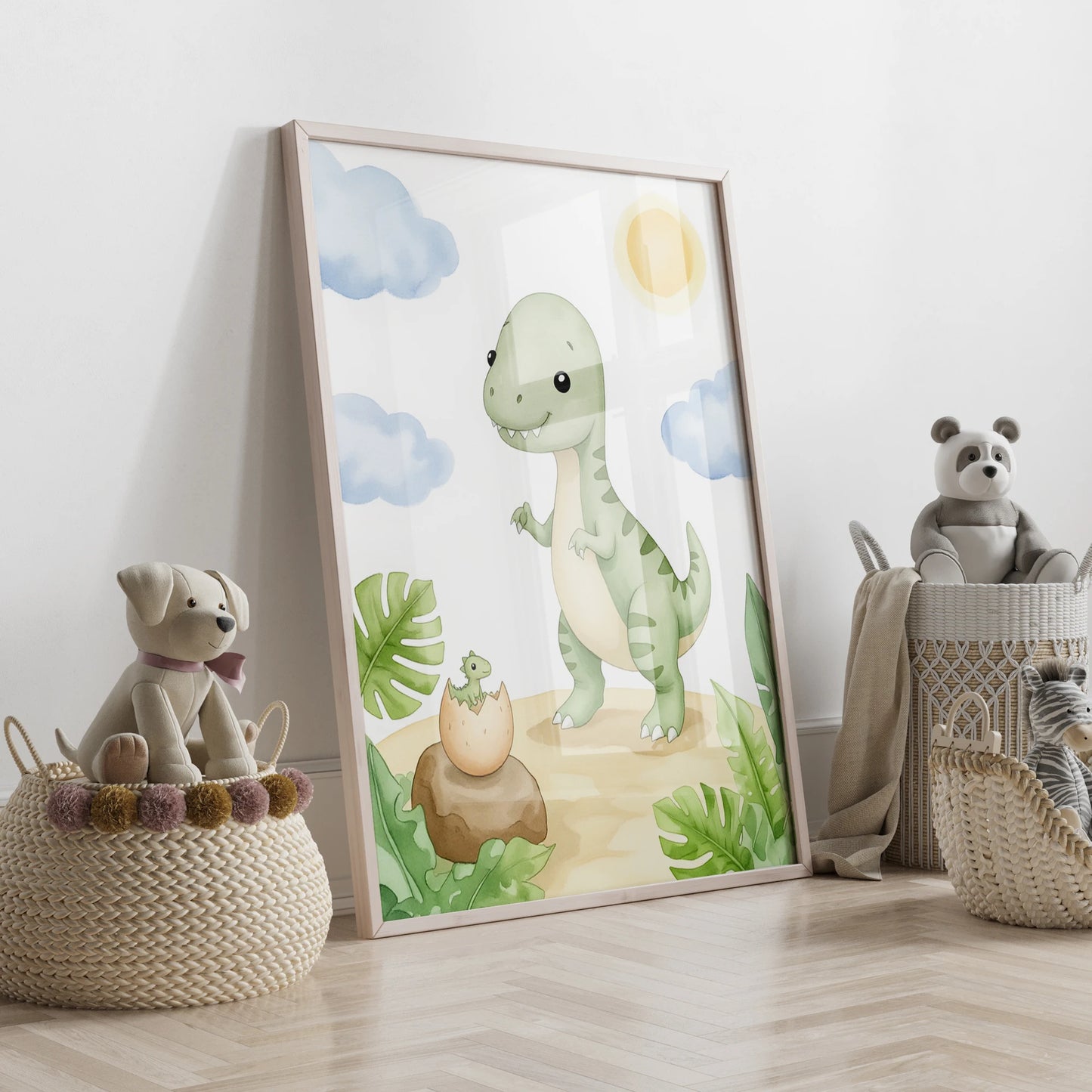 3-Piece Cartoon Dinosaur Canvas Wall Art | Kids Room Decor