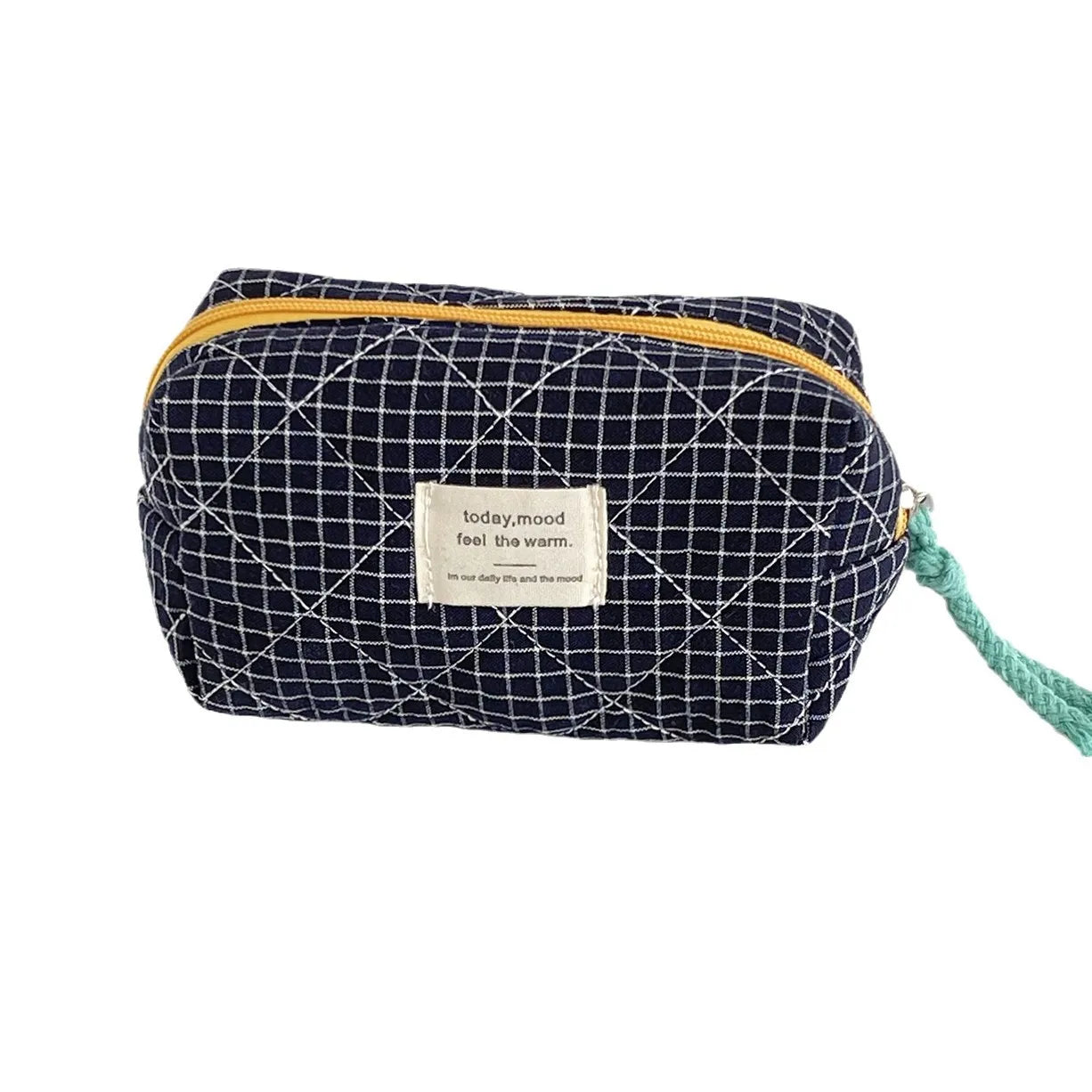 Vintage Plaid Octagon Makeup Bag | Japanese Style Travel Pouch