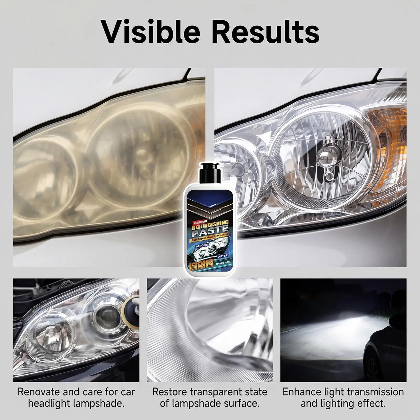 Car Headlight Restoration Polishing Paste 100g | UV Protection