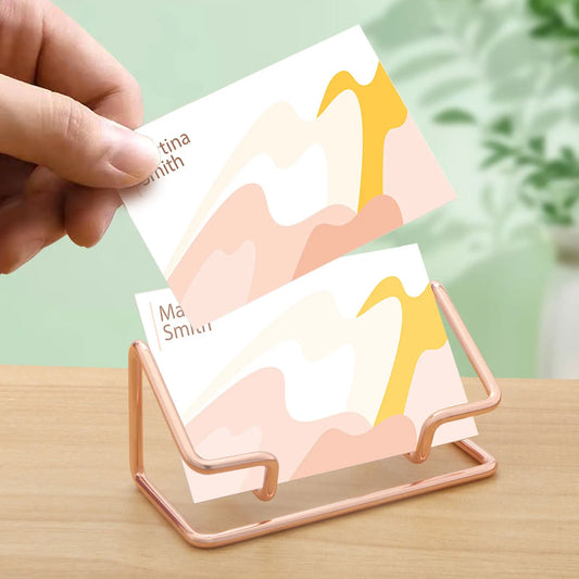 New Desktop Business Card Holder Fashion Metal Business Card Display Holder Modern Business Name Card Stand Home Office Peaceful Pleasures Health and Wellness