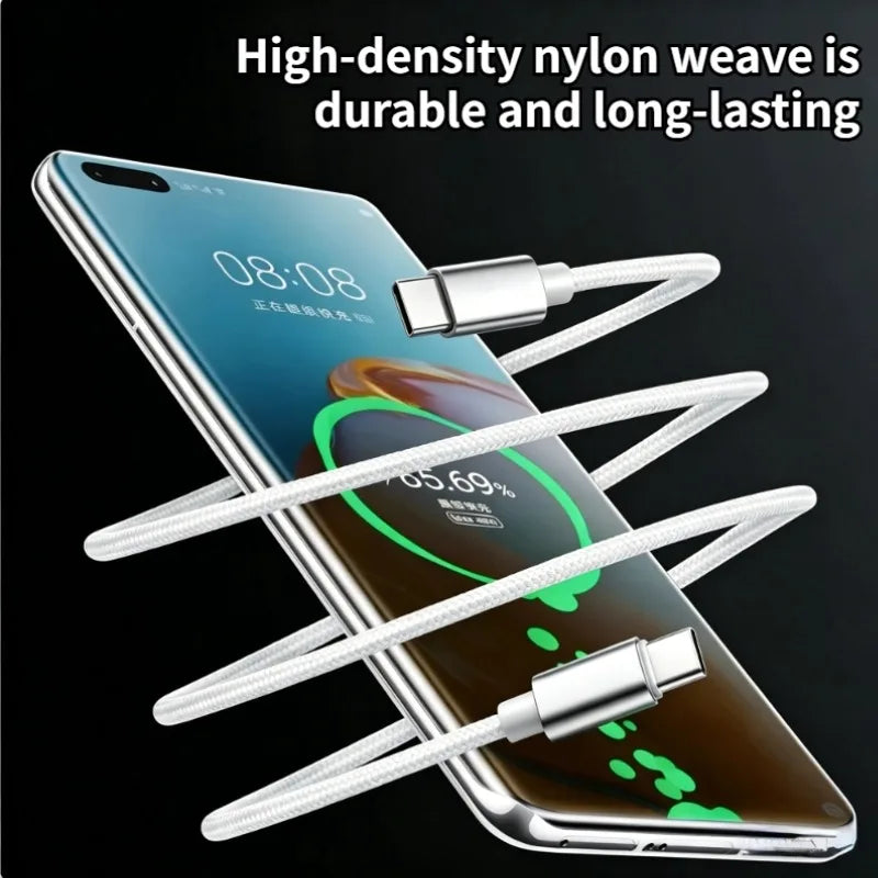 60W 5A USB C To Type C Fast Charging Data Cable USB Type C To Type-C Nylon Braided Fast Charging Charger Adapter Cable 1m 3m Peaceful Pleasures Health and Wellness