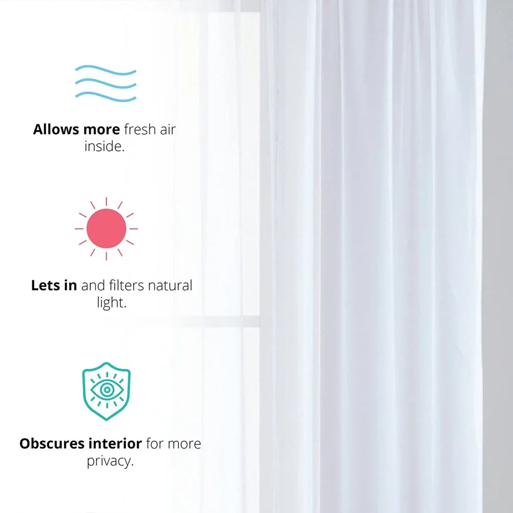 Sheer Curtains for Bedroom Windows Casual Solid White Yarn Tulle Curtain for Nursery/Living Room Kitchen Window Treatments Peaceful Pleasures Health and Wellness