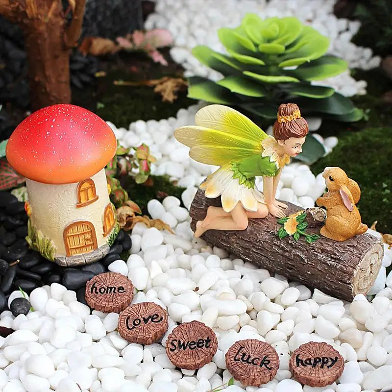 Miniature Fairy Garden Set – Figurines, Mushroom House & Décor
