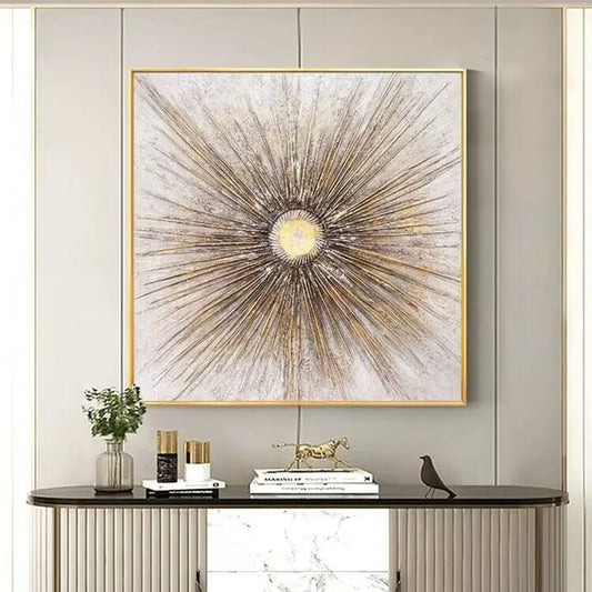 Hand Drawn Golden Lines Modern Minimalist Oil Painting Wall Art Poster For BedRoom Decoration Hand Drawn Oil Painting On Canvas Peaceful Pleasures Health and Wellness