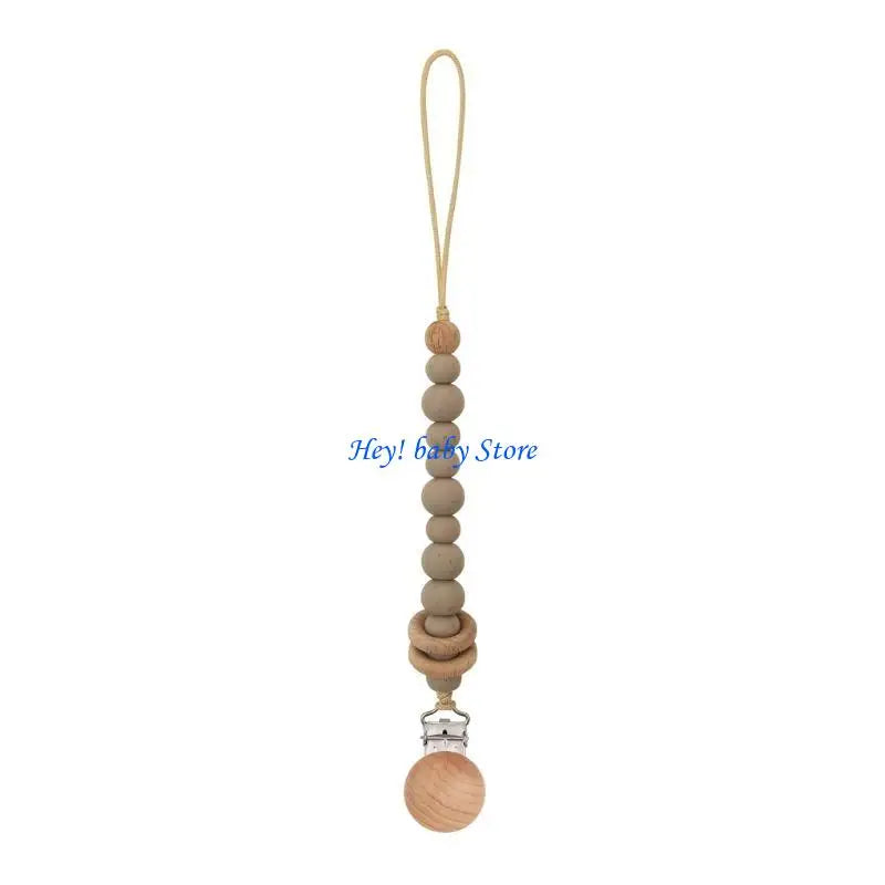 Handmade Wooden Silicone Baby Pacifier Soother Chain | 0–12M