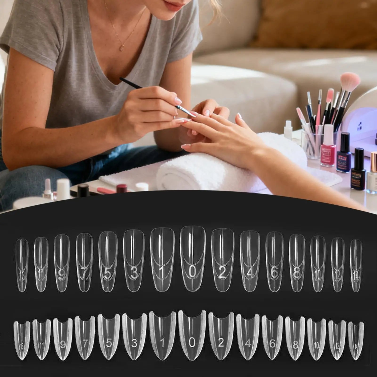 240Pcs Clear Building Nail Mold Tips Nail Extension Form Full Cover Finger Nail Arts Extend Builder Mold False Manicure Tool Peaceful Pleasures Health and Wellness
