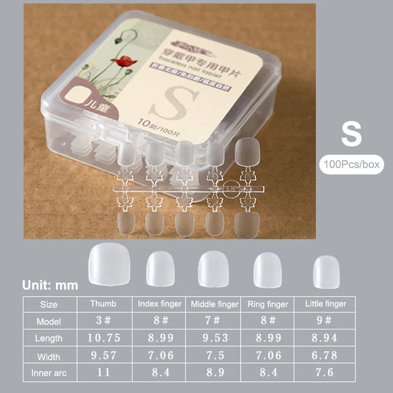 100 PCS Kids Fake Nail Tips False Nails Press On Nails Coffin Artificial Nails Clear Fake Nail Tips For Extension Manicure Tool Peaceful Pleasures Health and Wellness A1